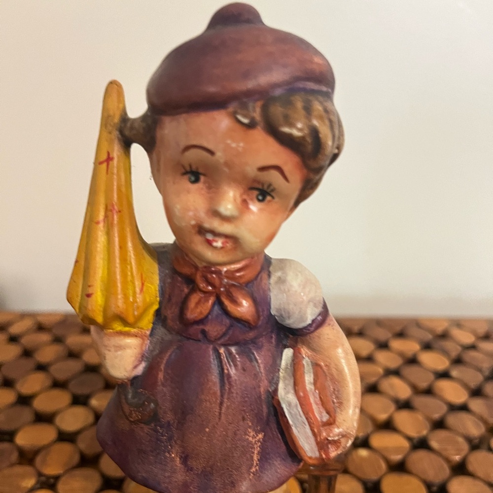 Figurine Porcelain Girl‎ with Umbrella and school books